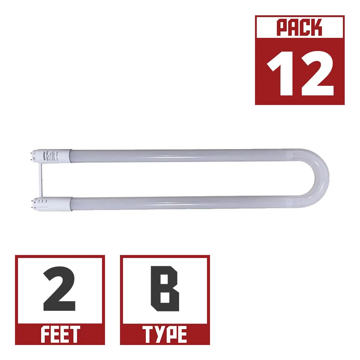 12 Pack - T8 U Bend LED Bulb U3, 13W, 2000 Lumens, 35K|40K|50K, Ballast Bypass, Single|Dual End