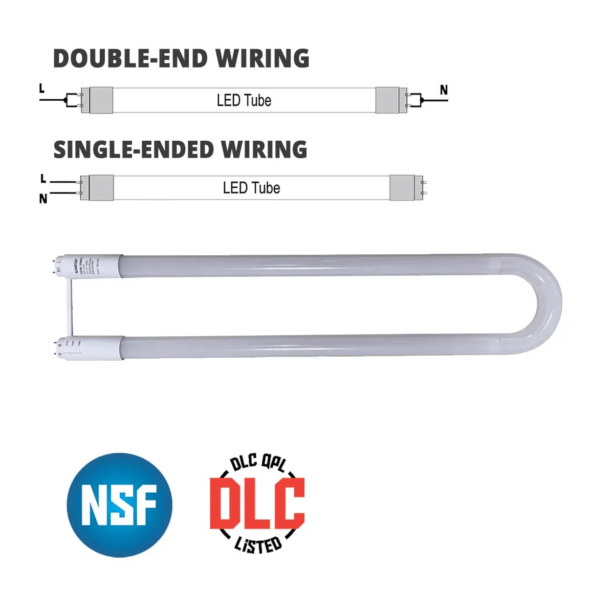 12 Pack - T8 U Bend LED Bulb U3, 13W, 2000 Lumens, 35K|40K|50K, Ballast Bypass, Single|Dual End