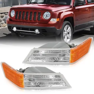 2007-2017 Jeep Patriot Front Turn Signals Light Clear Amber Driver Passenger Side