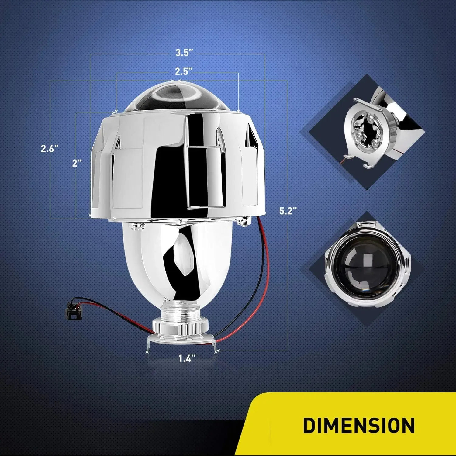 2.5 Inch Mini Projector Lens for H1 Bulb Headlights Retrofit (Pair)