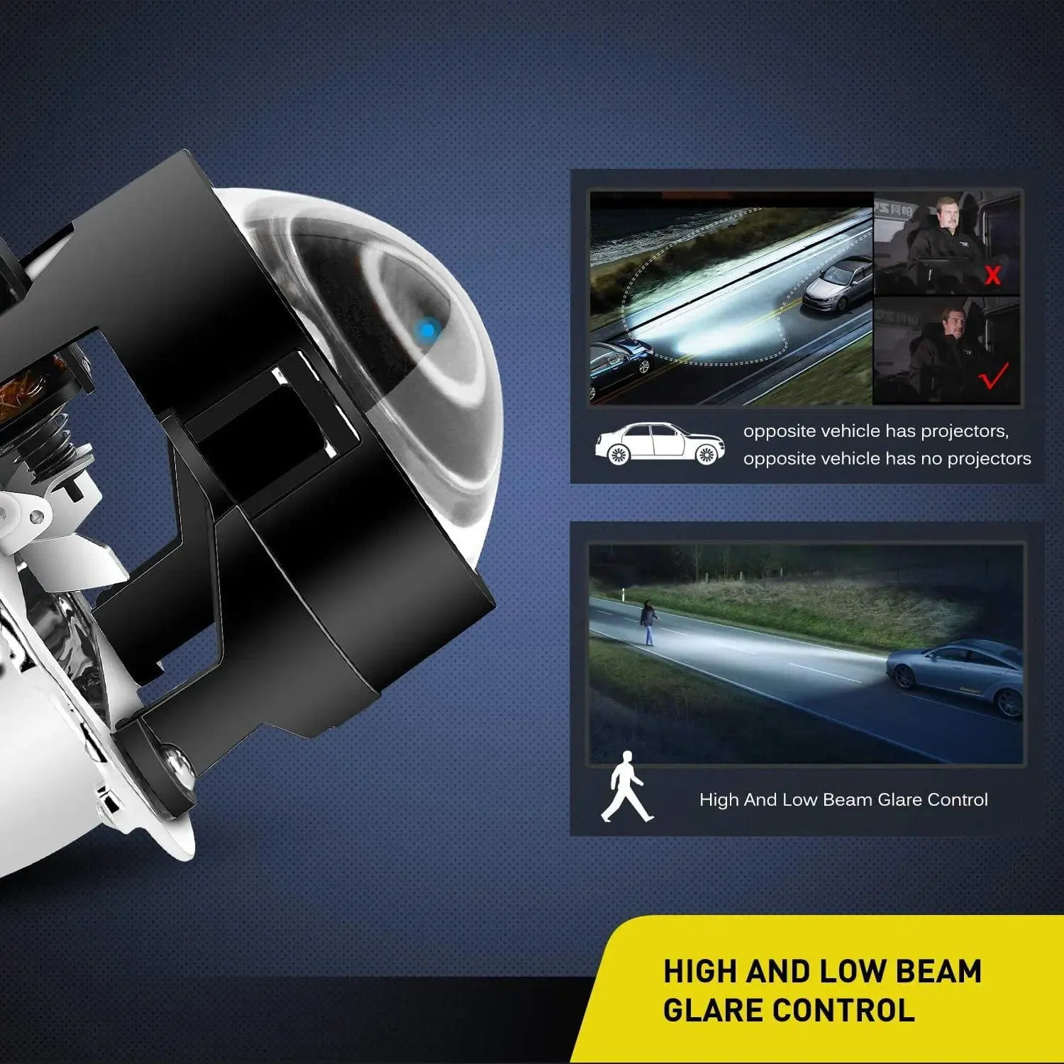 2.5 Inch Mini Projector Lens for H1 Bulb Headlights Retrofit (Pair)