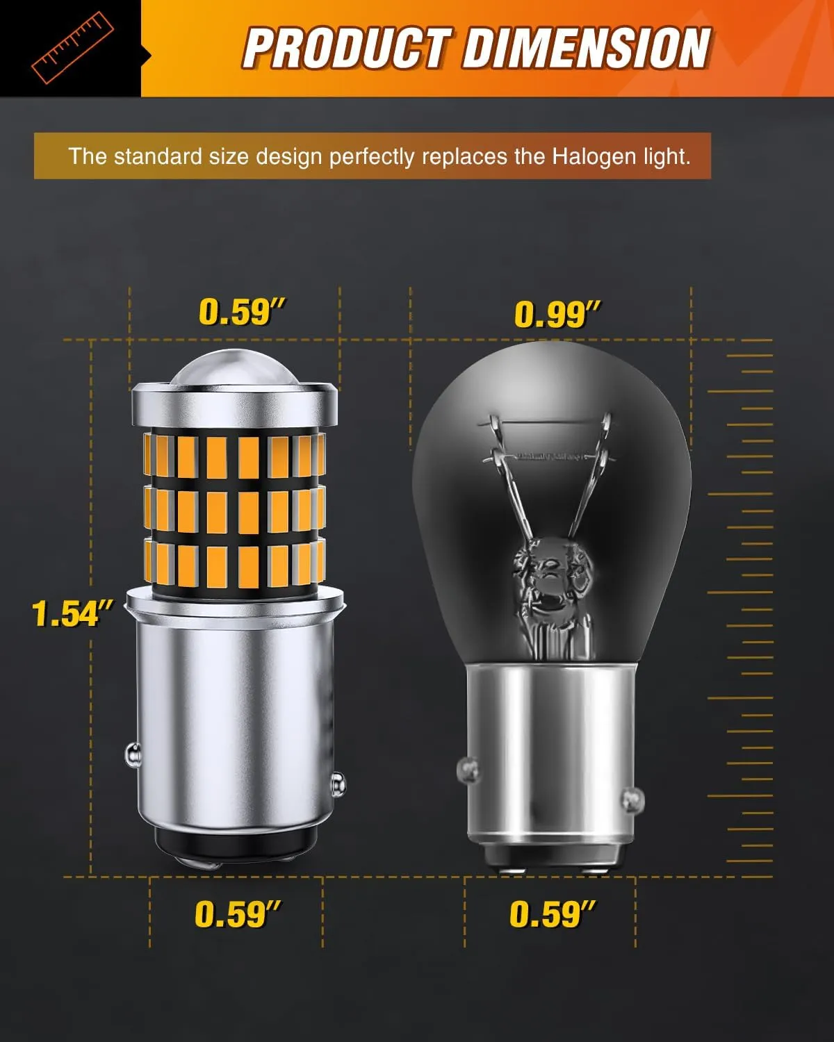 57LED 1157 Amber Yellow 2057 2357 BAY15D 7528 LED Bulb (Pair)