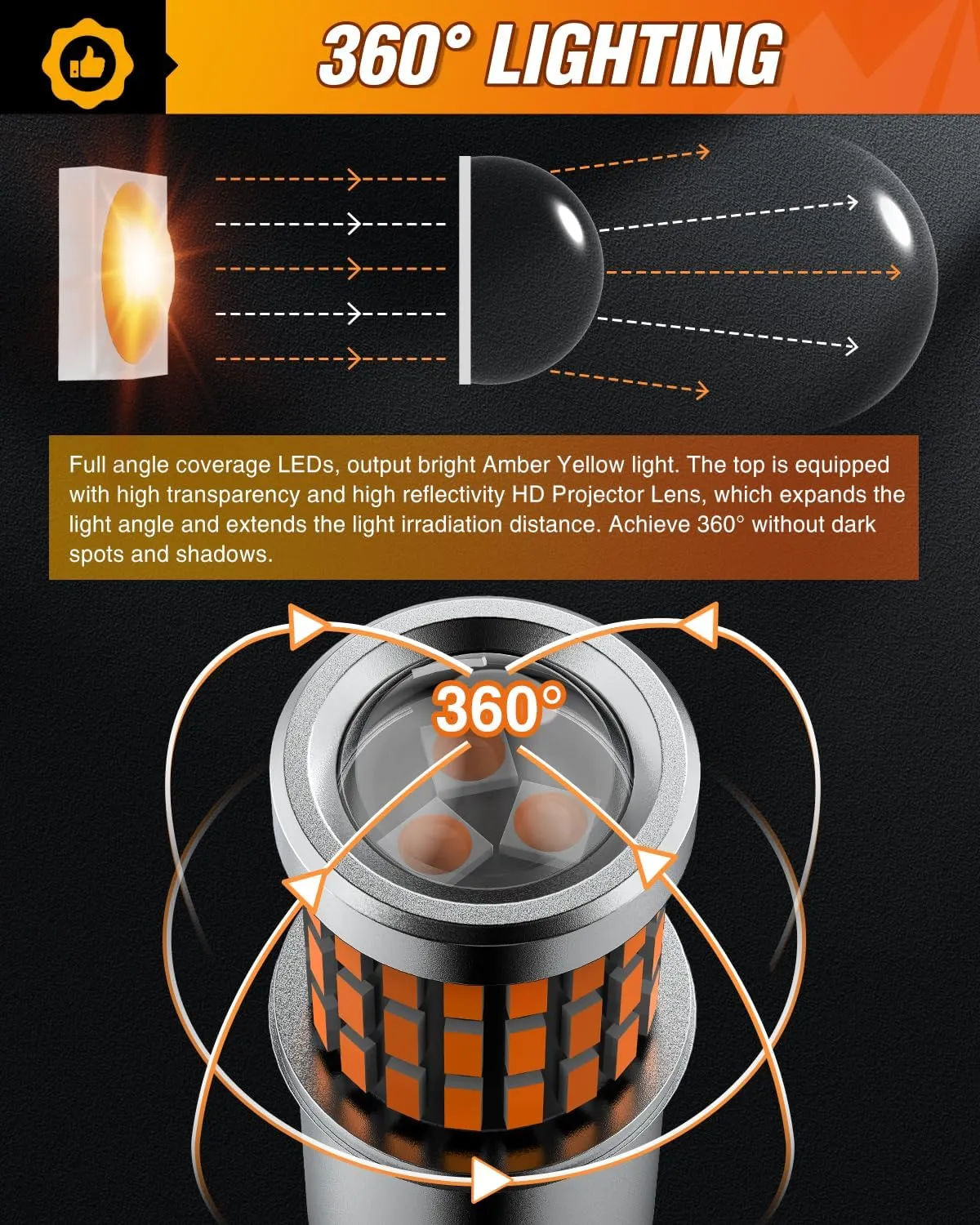 57LED 1157 Amber Yellow 2057 2357 BAY15D 7528 LED Bulb (Pair)