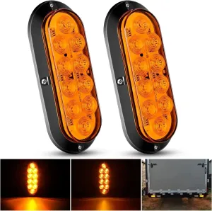 6 Inch Oval Amber Upgrade LED Trailer Tail Lights (Pair)