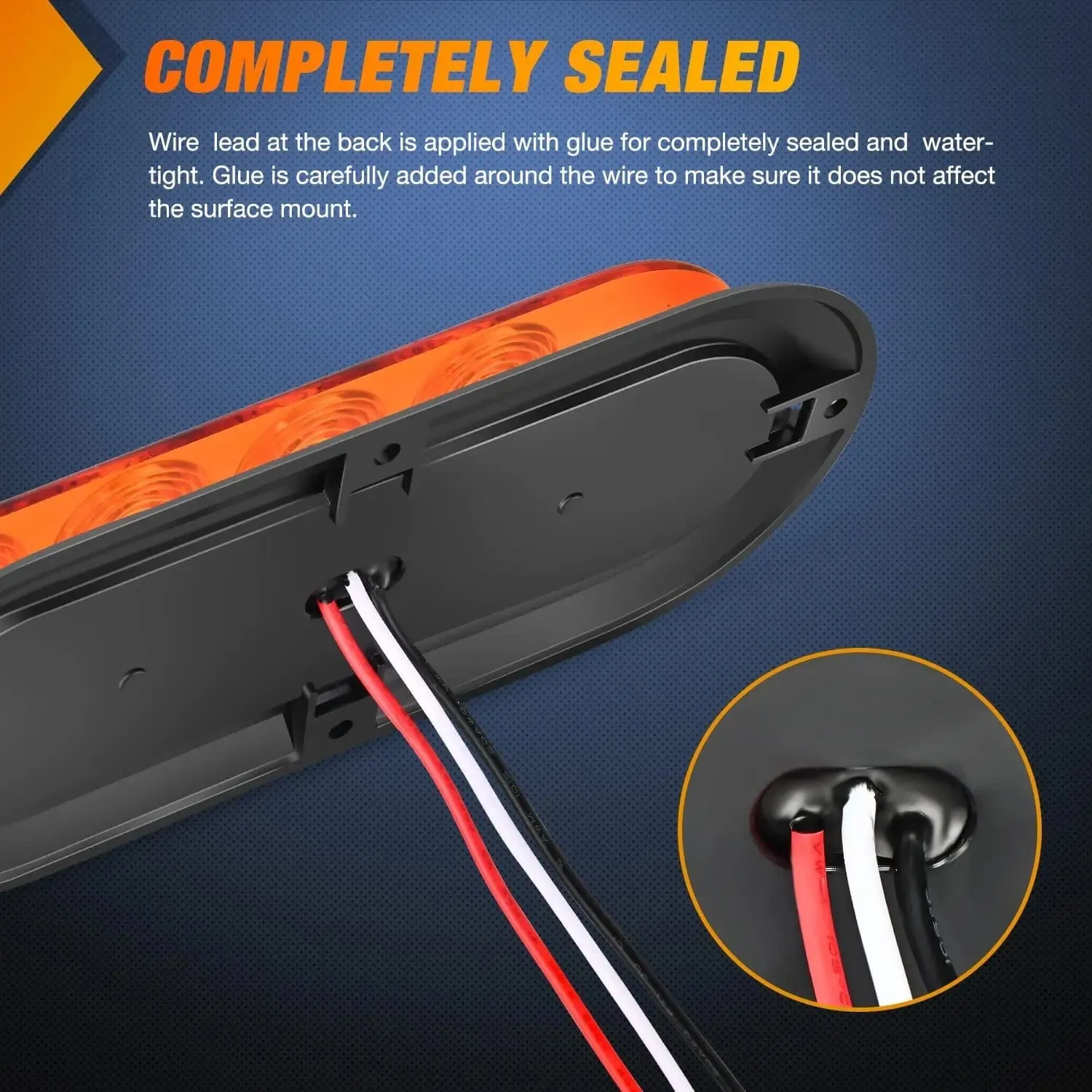 6 Inch Oval Amber Upgrade LED Trailer Tail Lights (Pair)