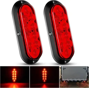 6 Inch Oval Red Upgrade LED Trailer Tail Lights (Pair)