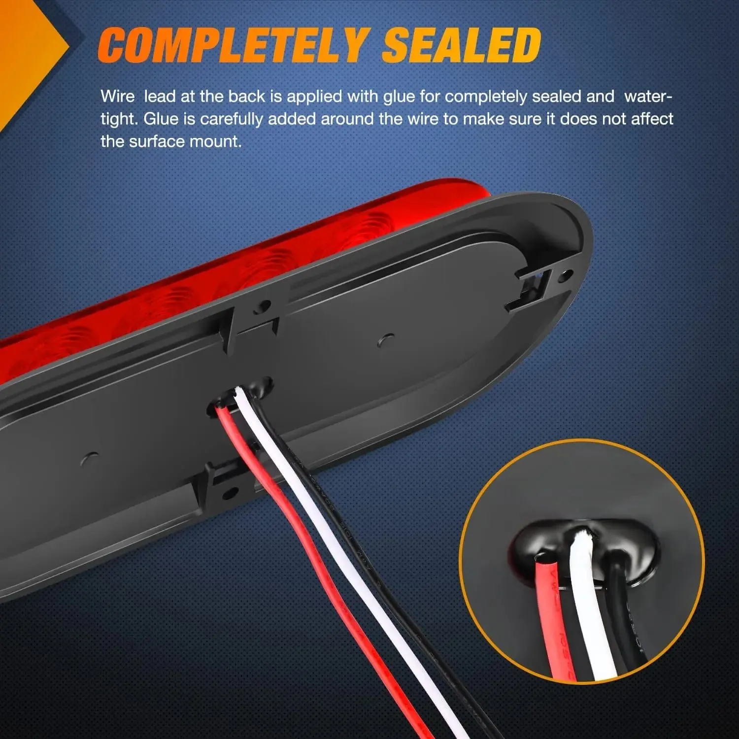 6 Inch Oval Red Upgrade LED Trailer Tail Lights (Pair)