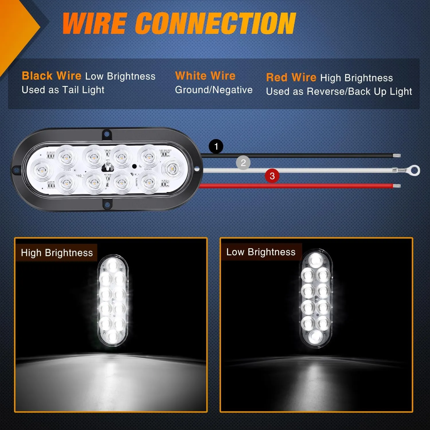 6 Inch Oval Red White Upgrade LED Trailer Tail Lights (6PCS)