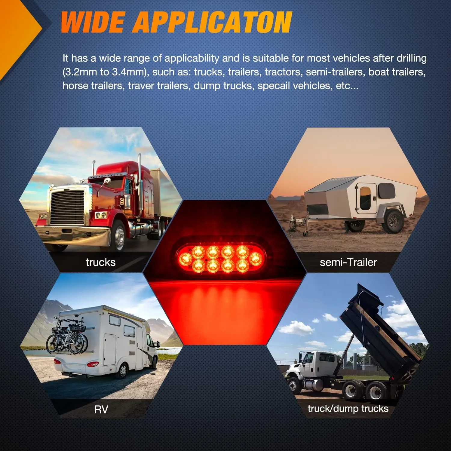 6 Inch Oval Red White Upgrade LED Trailer Tail Lights (6PCS)