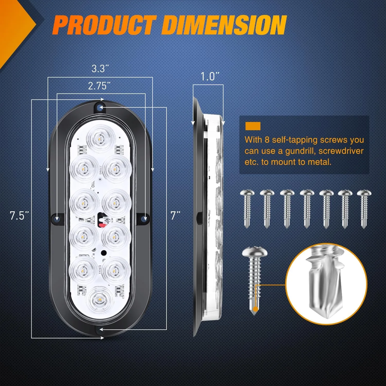 6 Inch Oval White Upgrade LED Trailer Tail Lights (4PCS)