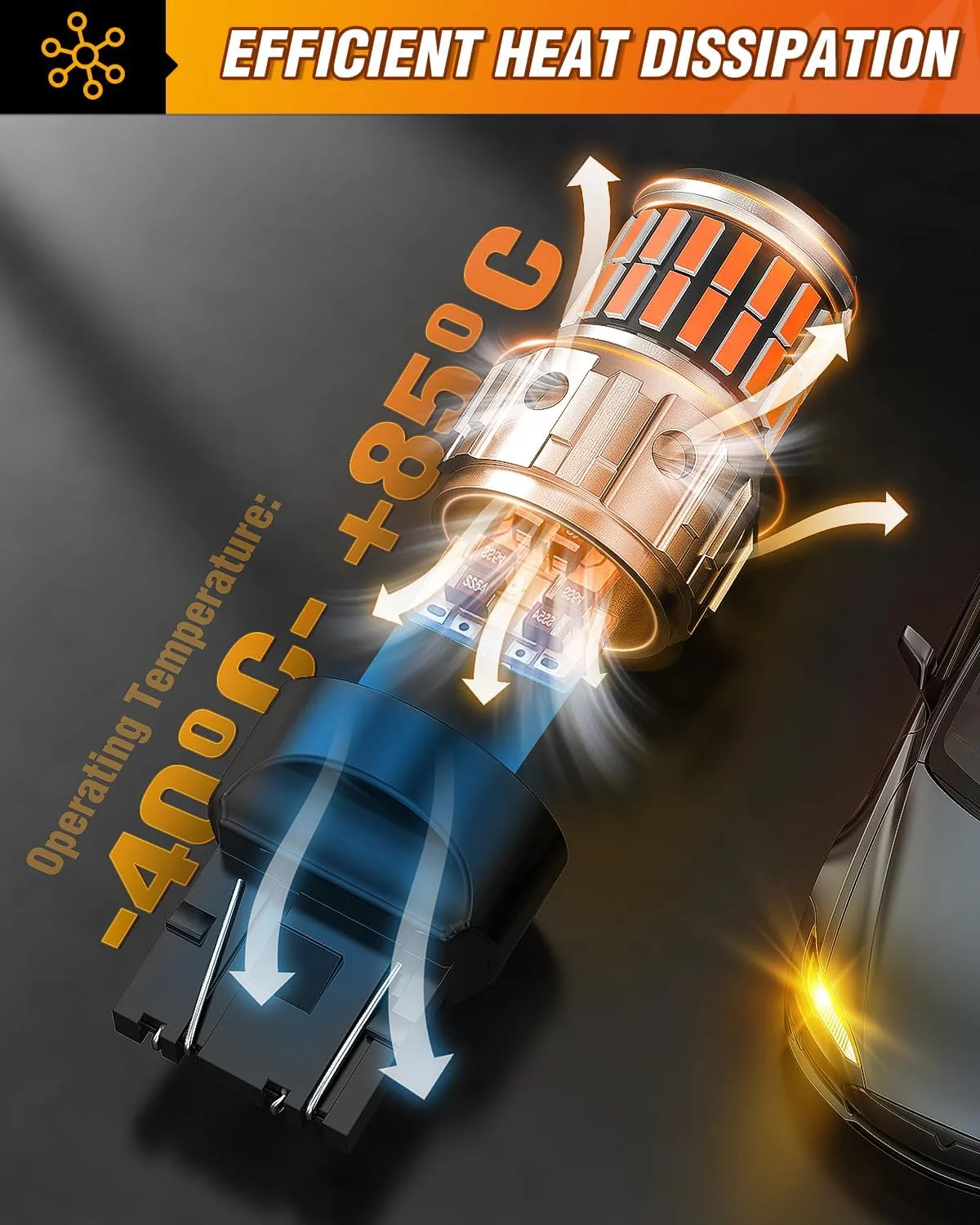 7440 7443 T20 4014 63SMD Amber Yellow LED Bulbs (Pairs)
