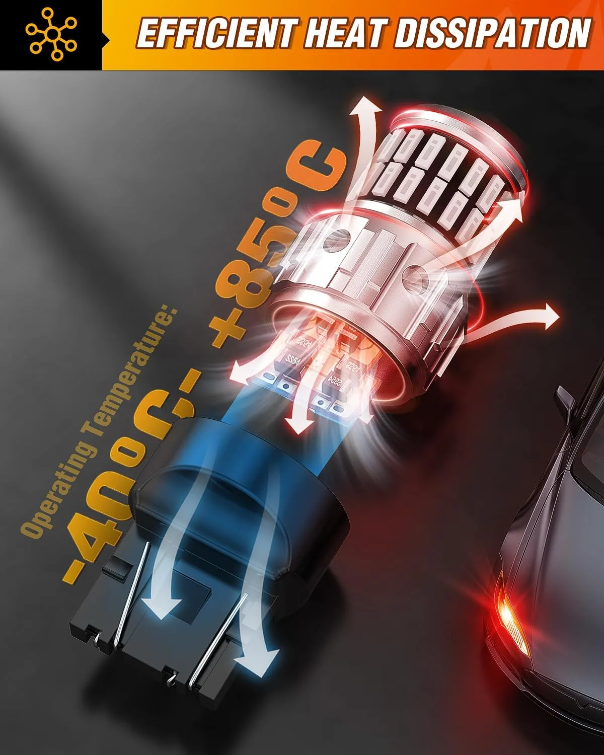 7440 7443 T20 4014 63SMD Red LED Bulbs (Pairs)