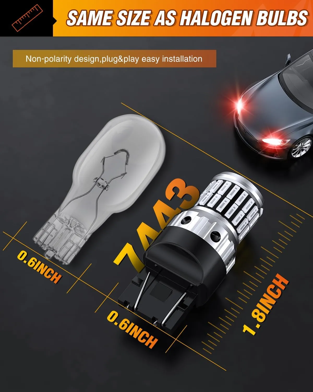 7440 7443 T20 4014 63SMD Red LED Bulbs (Pairs)