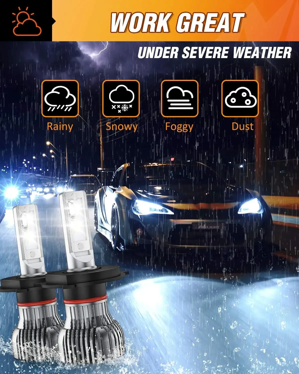 9003/H4/HB2 LED Headlight Bulbs E20 Series 50W 10000LM 6000K IP67 | 2 BULBS