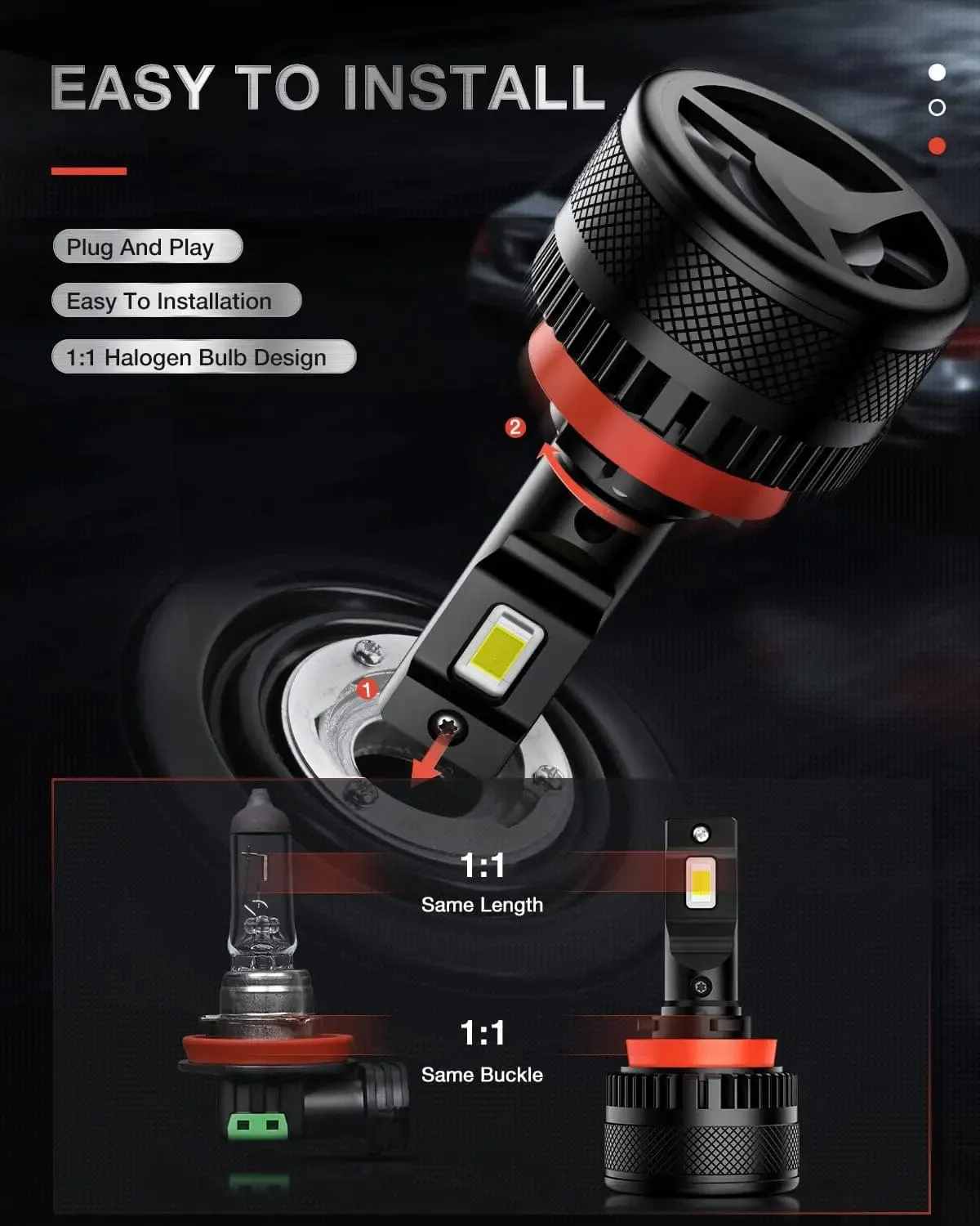 9005/HB3 | H11/H9 LED Headlight Bulbs N40 Series 200W 40000LM 6000K IP67 | 4 BULBS