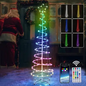 classic 6FT Christmas Tree,Lighted Christmas Tree portable spiral tree LED light,color Changing cone tree lights with  Remote Control, Outdoor Decoration for Bars, Patio, Beach, Pool, Cruise Party,Gift