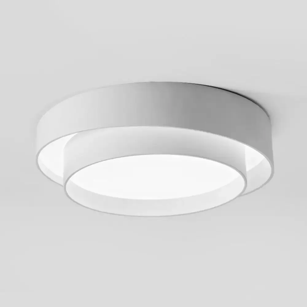 Contemporary LED White Bedroom Ceiling Light - Circular Acrylic Flush Mount