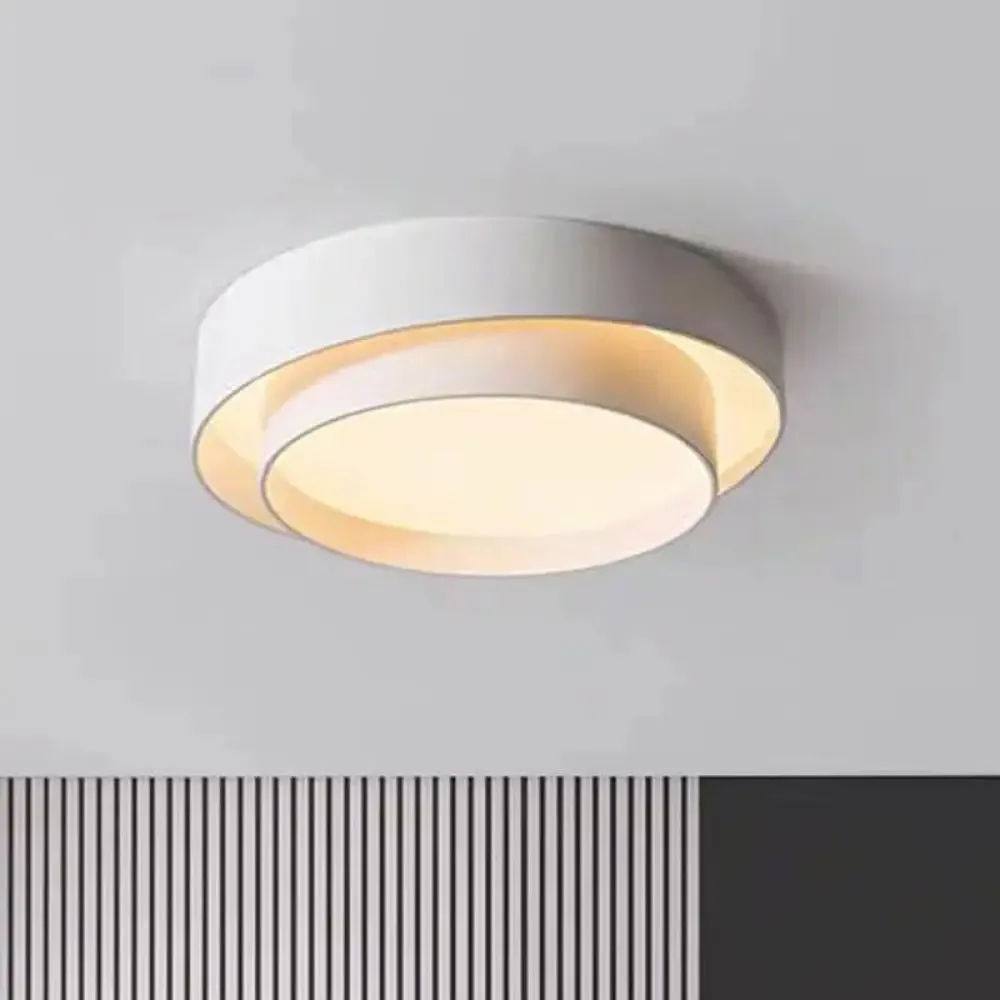Contemporary LED White Bedroom Ceiling Light - Circular Acrylic Flush Mount