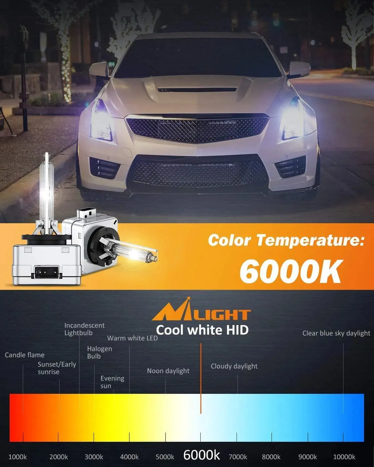 D1S 35W 6000K Diamond White HID Headlight Bulbs