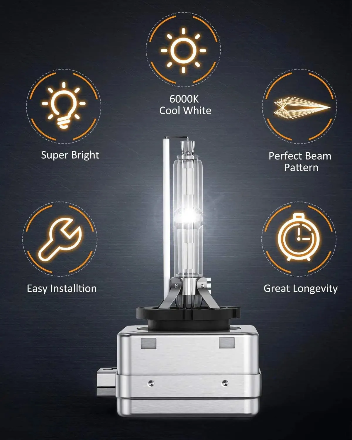 D1S 35W 6000K Diamond White HID Headlight Bulbs