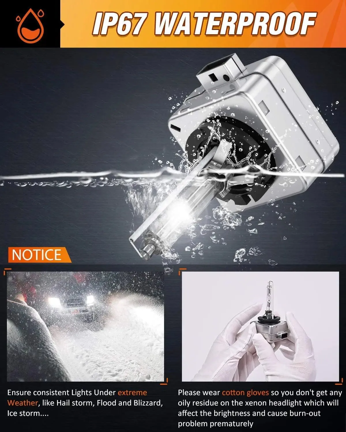 D1S 35W 6000K Diamond White HID Headlight Bulbs