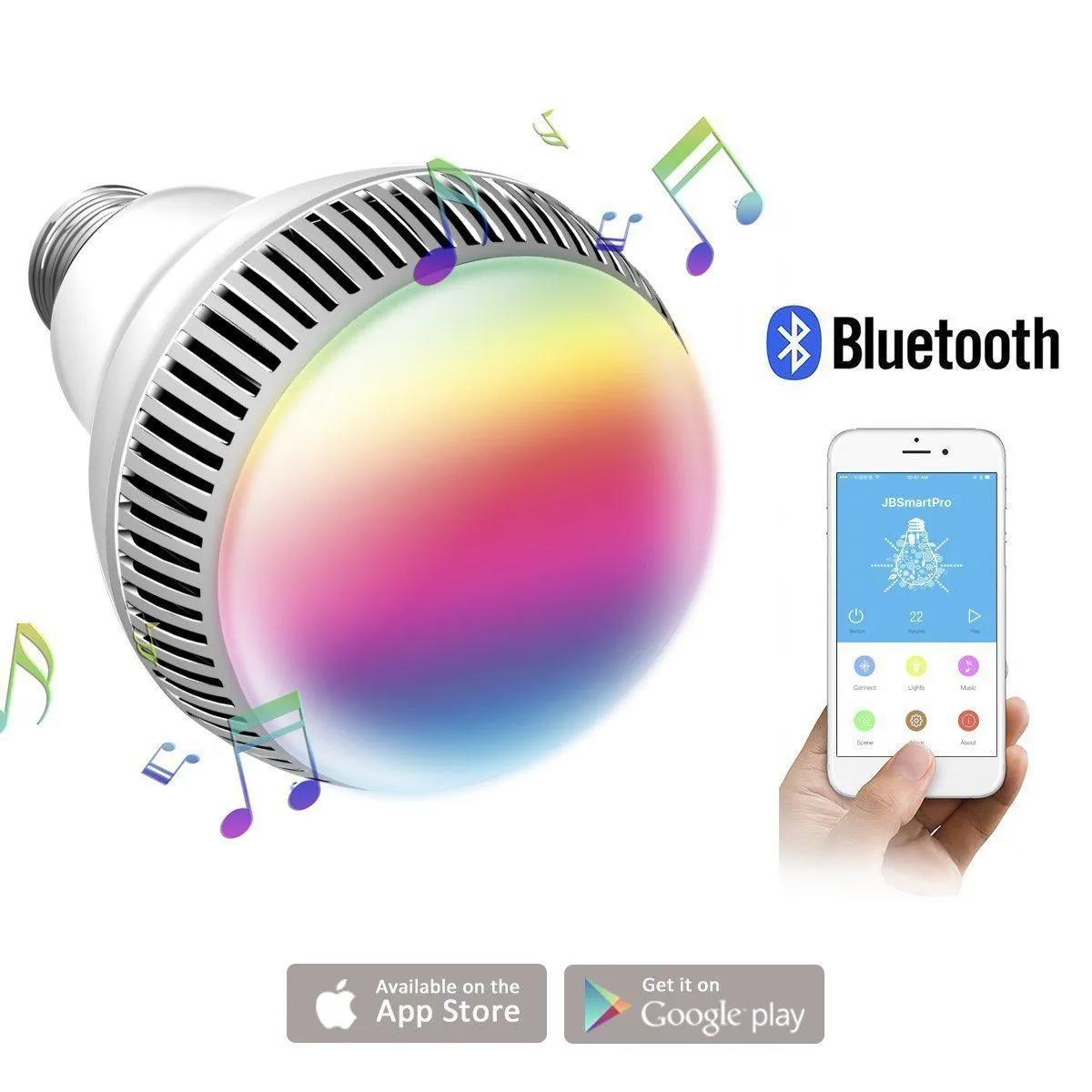 E27 Smart RGB Wireless Bluetooth Speaker Bulb 9W LED Light Music Speaker Timer Player Dimmable Remote Control Music Lamp