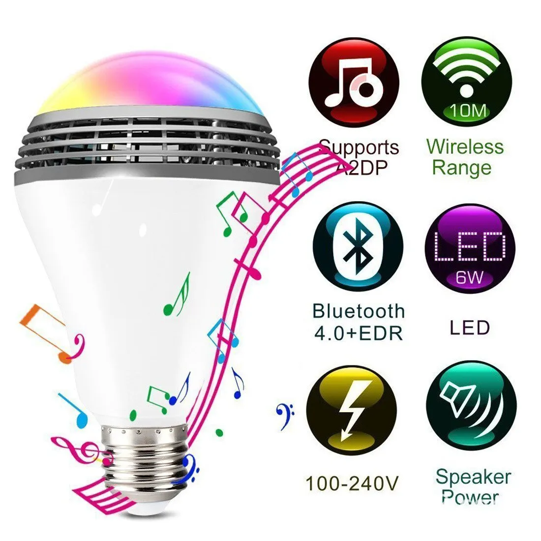 E27 Smart RGB Wireless Bluetooth Speaker Bulb 9W LED Light Music Speaker Timer Player Dimmable Remote Control Music Lamp