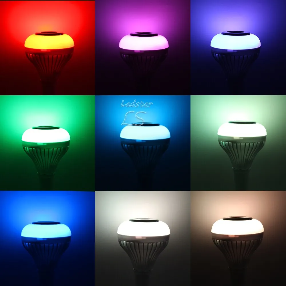 E27 Smart RGB Wireless Bluetooth Speaker Bulb Music Playing Dimmable LED Bulb Light Lamp With 24Key IR Remote Control