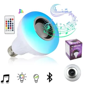 E27 Smart RGB Wireless Bluetooth Speaker Bulb Music Playing Dimmable LED Bulb Light Lamp With 24Key IR Remote Control