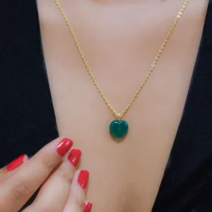 Green Jade Stone Pendant With Golden Chain | Smart Daily Wear Jewellery
