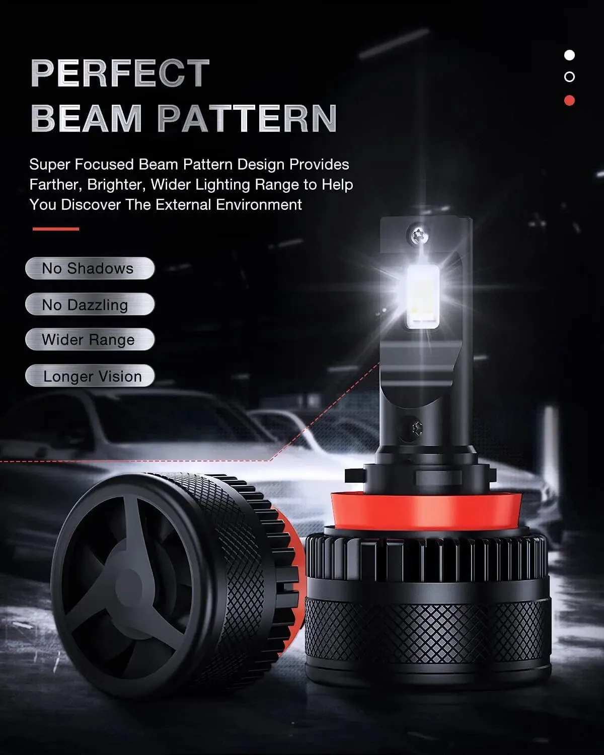 H11/H9/H8 LED Headlight Bulbs N40 Series  40W 20000LM 6000K IP67 | 2 BULBS