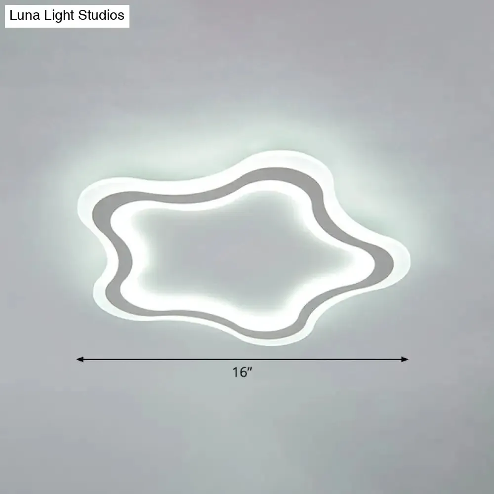 Kids' Cartoon Acrylic LED Flushmount Ceiling Light with White Pentacle Design