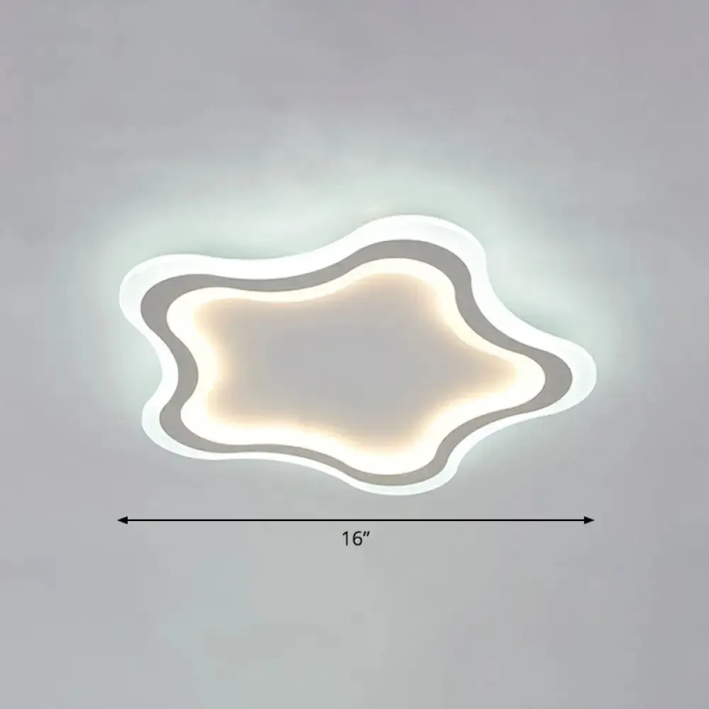 Kids' Cartoon Acrylic LED Flushmount Ceiling Light with White Pentacle Design
