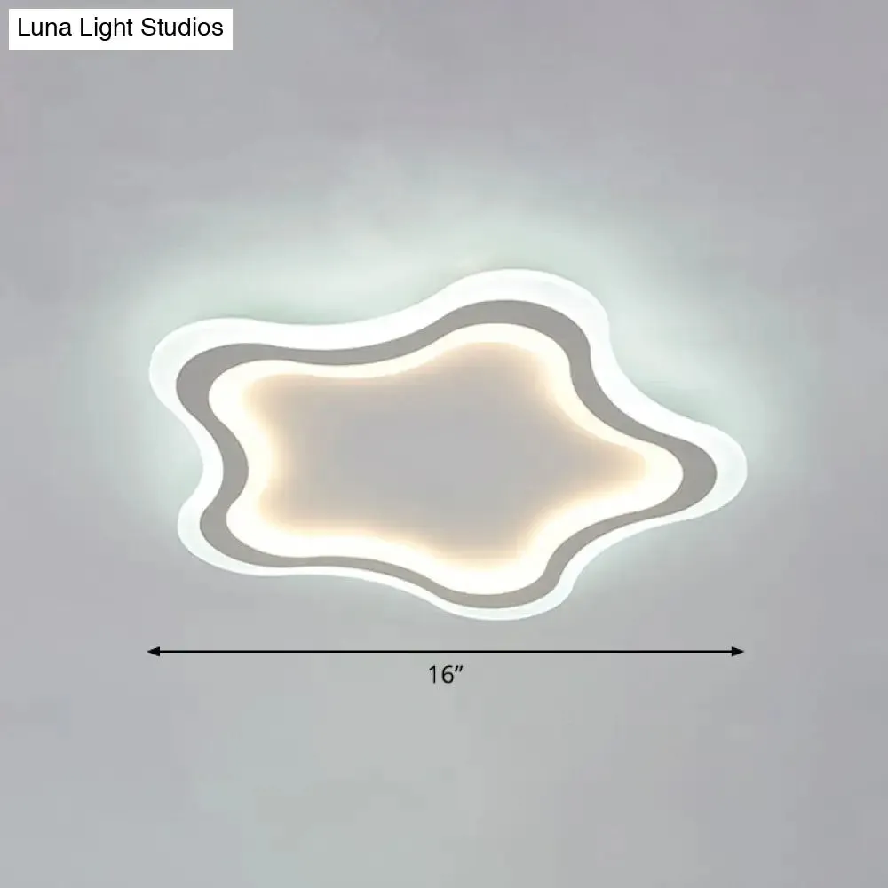 Kids' Cartoon Acrylic LED Flushmount Ceiling Light with White Pentacle Design