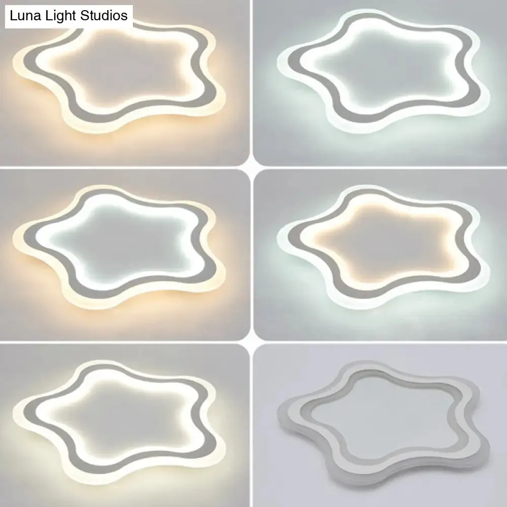 Kids' Cartoon Acrylic LED Flushmount Ceiling Light with White Pentacle Design