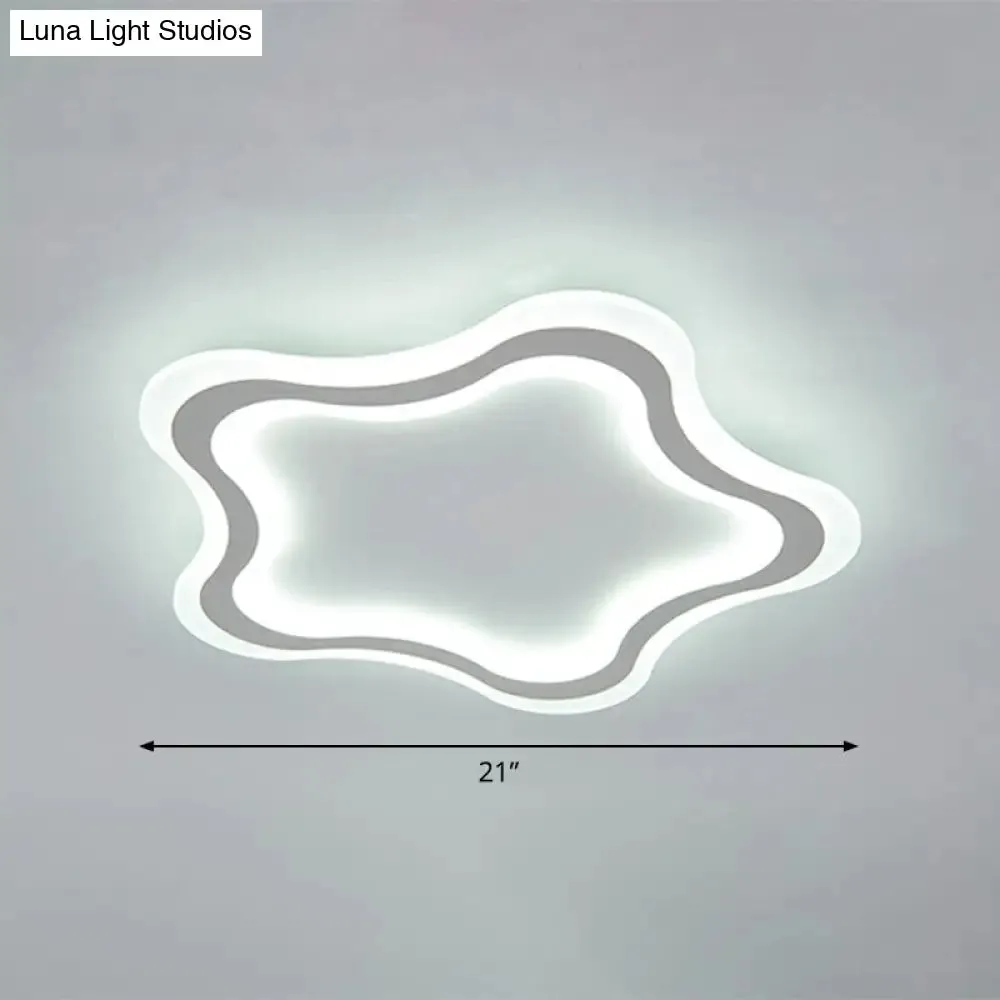 Kids' Cartoon Acrylic LED Flushmount Ceiling Light with White Pentacle Design