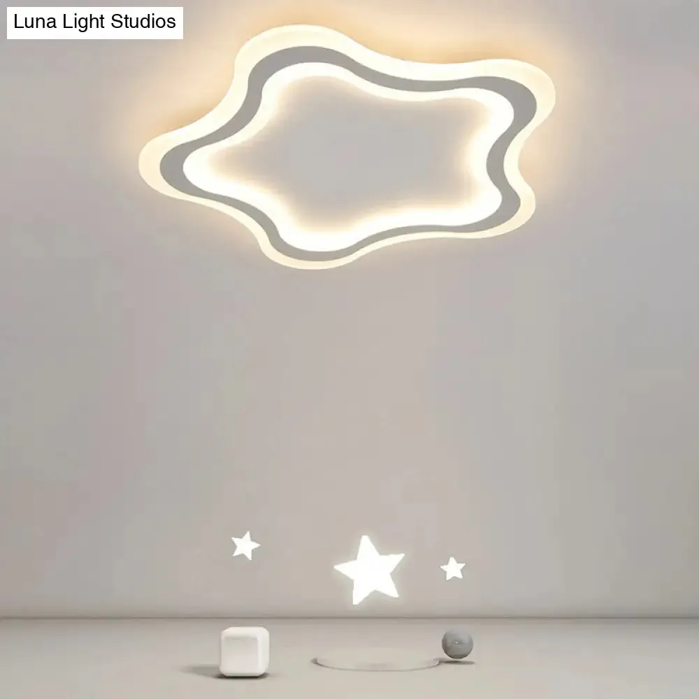 Kids' Cartoon Acrylic LED Flushmount Ceiling Light with White Pentacle Design