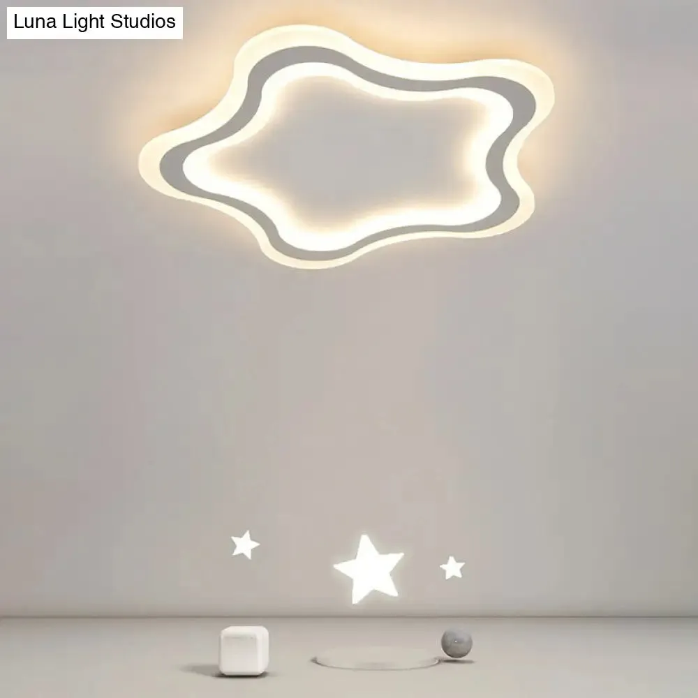 Kids' Cartoon Acrylic LED Flushmount Ceiling Light with White Pentacle Design