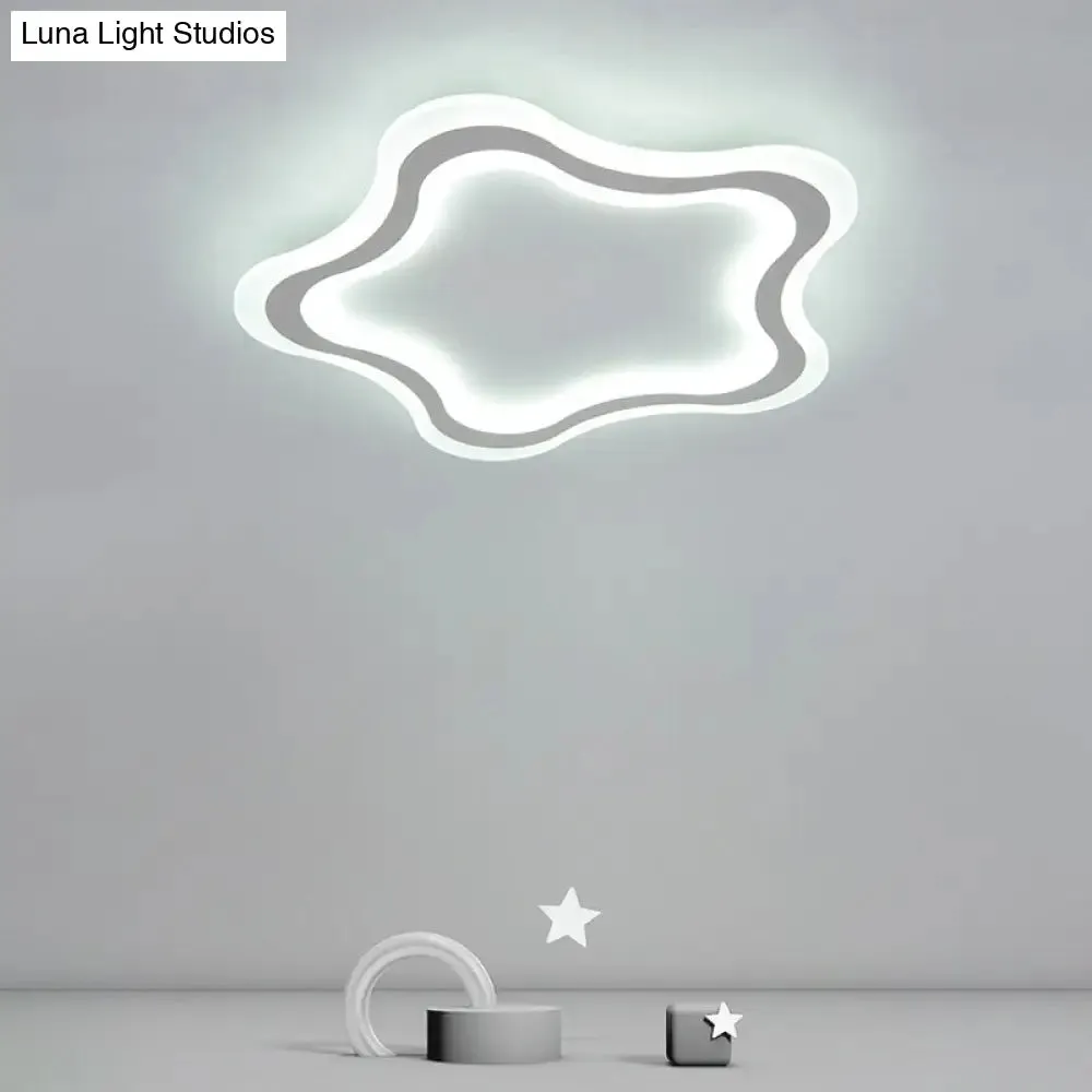 Kids' Cartoon Acrylic LED Flushmount Ceiling Light with White Pentacle Design