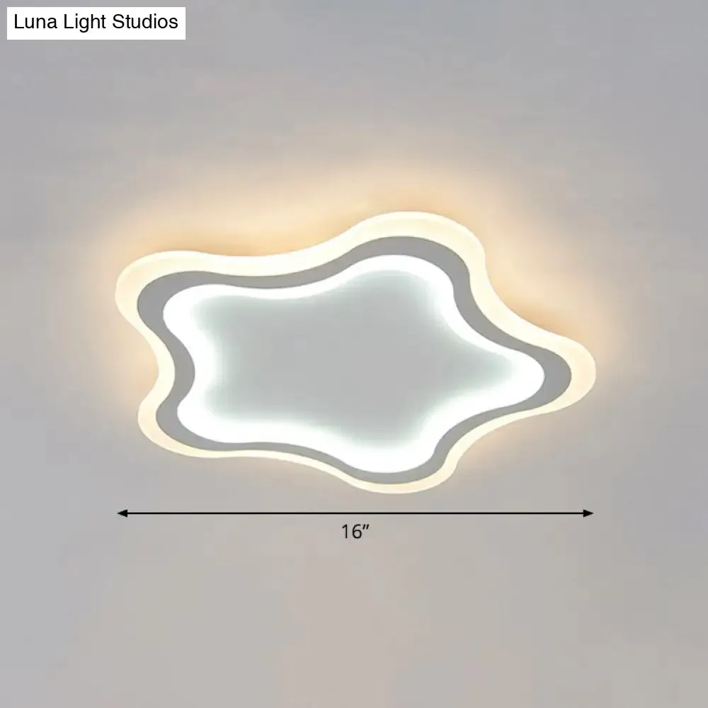 Kids' Cartoon Acrylic LED Flushmount Ceiling Light with White Pentacle Design