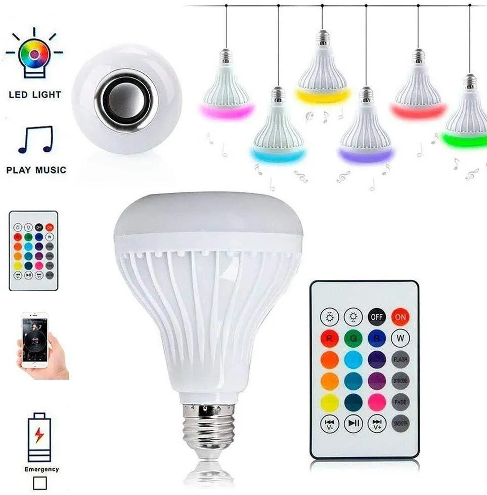 Led Bulb with Bluetooth Speaker Music Light Bulb   RGB Light Bulb Colorful Lamp with Remote Control