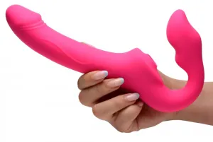 Remote-Controlled Strapless Strap-On with Licking and Vibrating Features