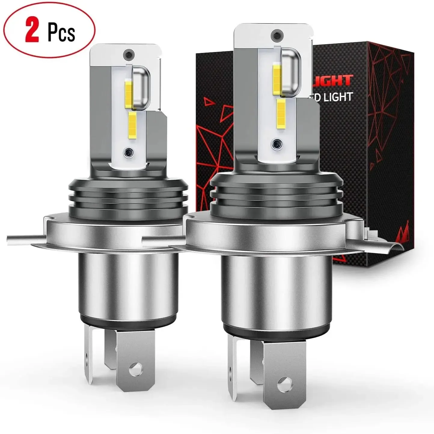 Nilight 2PCS H4/HS1 LED Motorcycle Headlight Bulb CSP Chips 6000K 9003 HB2 Hi/Lo Beam Light Conversion Kit for Motorbike,2 Years Warranty