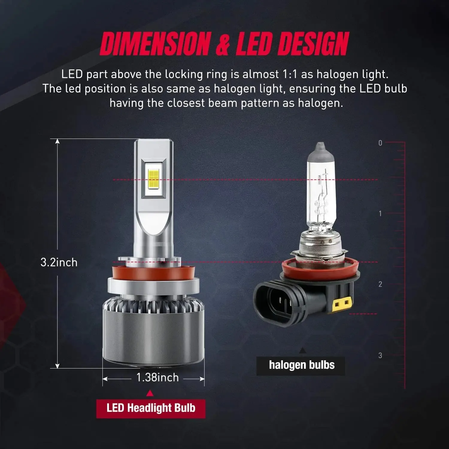 Nilight NIXMEN 2 Pcs H11 LED Headlight Bulb 70W 8000-10000LM 350% Brighter Low Beam H9 High Beam H8 H16 Type 2 Fog Light Halogen Upgraded LED Headlight Conversion Kit 6500K