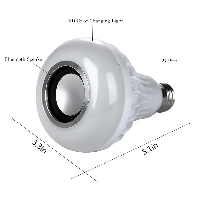 Smart E27 RGB Bluetooth Speaker LED Bulb Light 12W Music Playing Dimmable Wireless Led Lamp with 24 Keys Remote Control #35