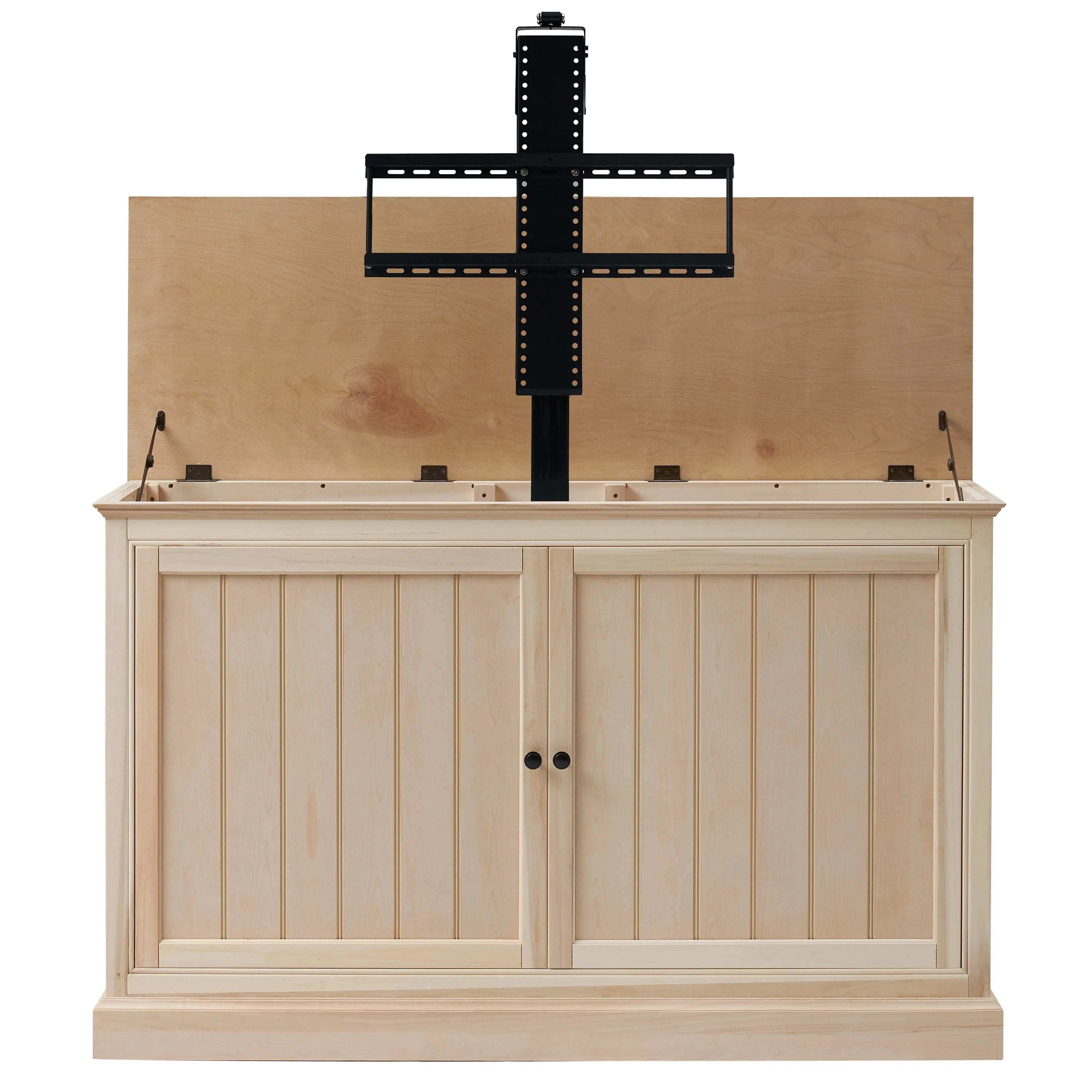The Shoreline 74011 Unfinished Smart TV Lift Cabinet for 65 Inch Flat screen TVs