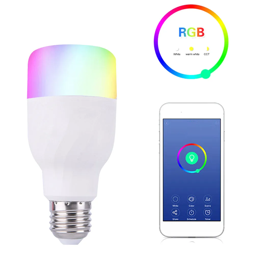 Tuya Smart Life Wifi Smart Light Bulb E27 Led Lamp 7W RGB W Dimmer Works With Alexa Google Home Mini IFTTT Smart Home Automation