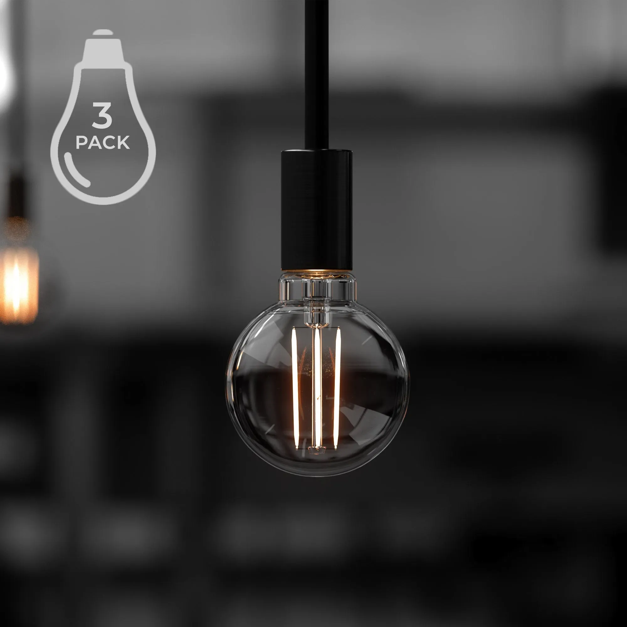 UBB2101 Luxury LED Bulbs, 40W Equivalent, Vintage Edison Style, G16 Shape, E12 Base (candelabra base), 2700K (warm white) - 3 PACK