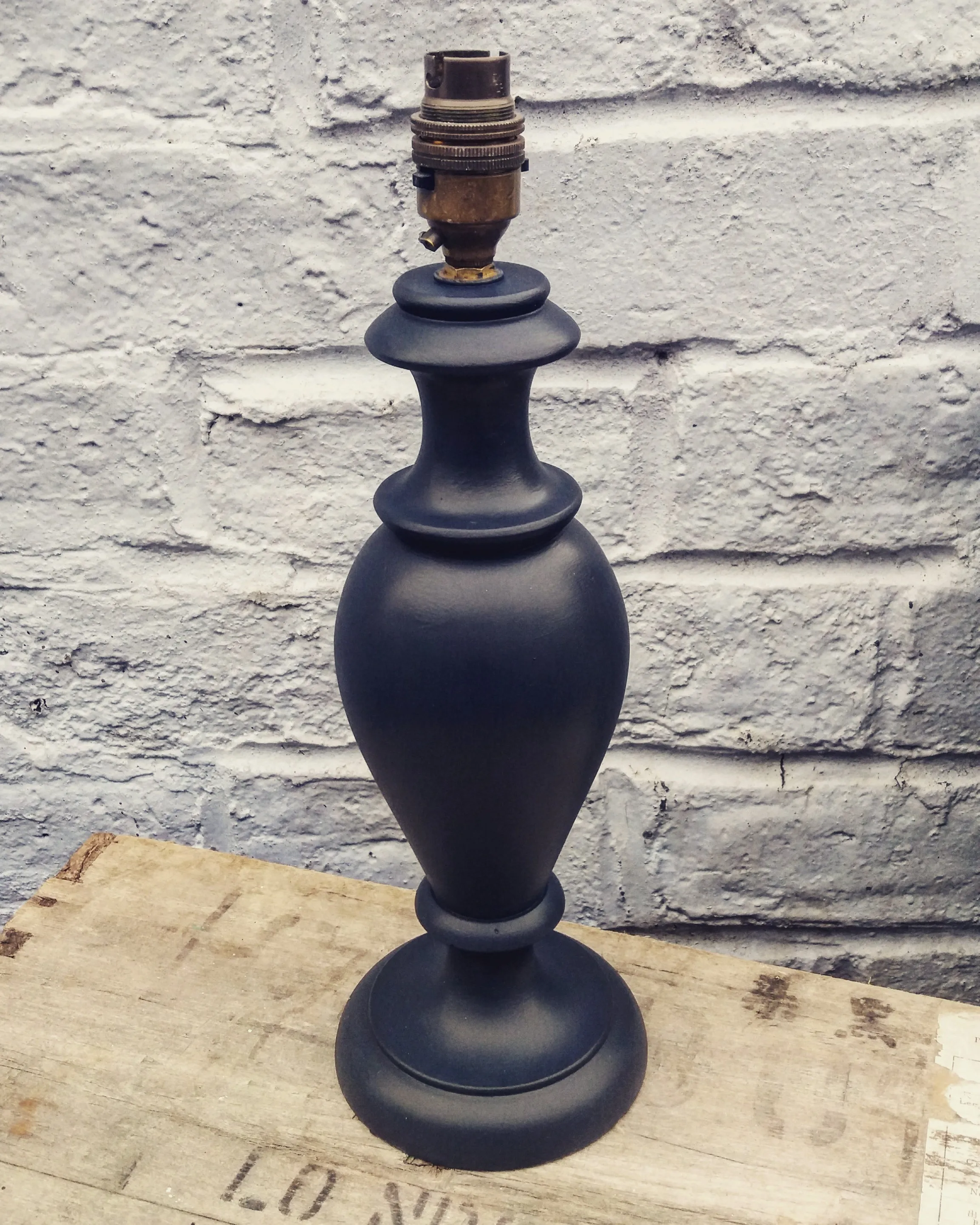 Vintage Marble lamp base in Midnight Blue with new shade
