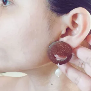 Women Earrings | Smart Design | Pearl & Coconut Shell With Golden Hook